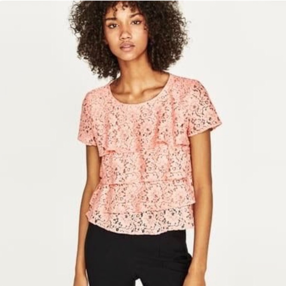 💕Zara Ruffles Lace Top💕 - Picture 2 of 7